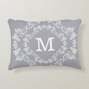 Coussins Décoratifs Monogramme fait sur commande de blanc gris