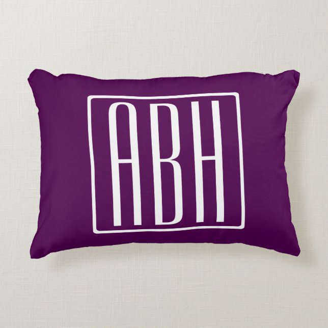 Coussins Décoratifs Monogramme initial | Blanc Sur Violet Profond (Devant)