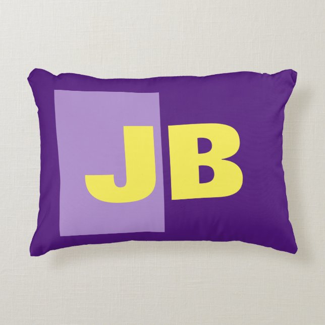 Coussins Décoratifs Monogramme Lettres initiales violet jaune (Devant)