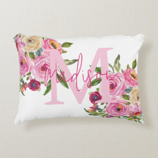 Coussins Décoratifs Monogramme | Personnalisez | Aquarelle | Floral