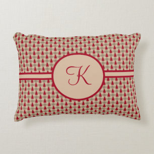 Coussins Décoratifs Monogramme Rouge Buffle Brown Plaid Rustique Pays