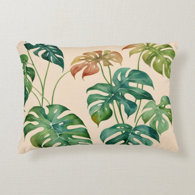 Coussins Décoratifs Monstera Houseplant Boho Aquarelle Art (Devant)