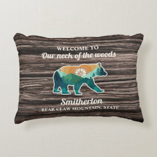 Coussins Décoratifs Montagnes de l'ours rustique Boussole Nom de famil