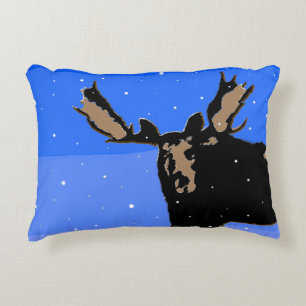 Coussins Décoratifs Moose en hiver - Art original de la faune