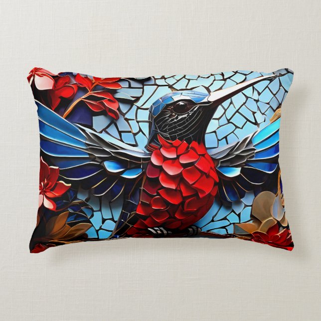 Coussins Décoratifs Mosaïques de colibris colorés (Devant)