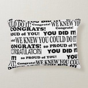 Coussins Décoratifs Mot de graduation noir et blanc Oreiller à lancer