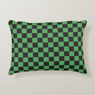 Coussins Décoratifs motif à carreaux damier vert noir échiquier