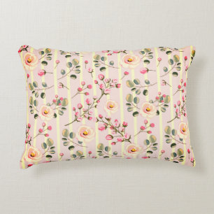 Coussins Décoratifs Motif à rayures florales rose pâle