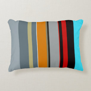 Coussins Décoratifs Motif à rayures multicolores bleu jaune rouge