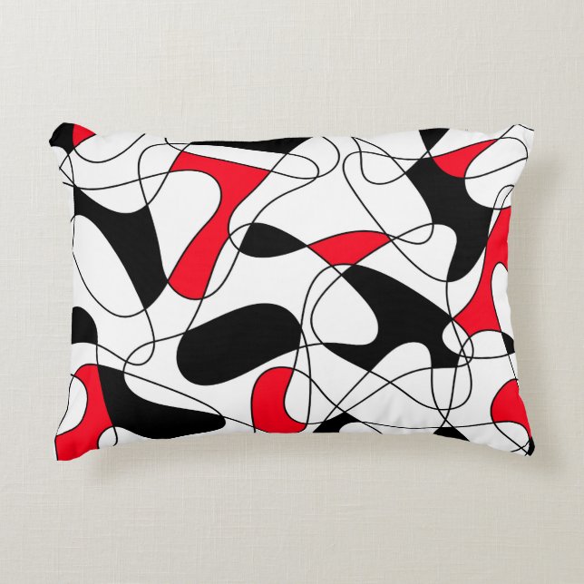 Coussins Décoratifs Motif Abstrait - rouge, noir et blanc. (Devant)