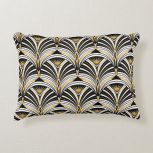 Coussins Décoratifs Motif Art déco. Vintage or noir noir noir dos