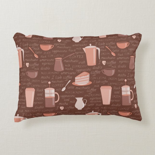 Coussins Décoratifs Motif avec les éléments relatifs de café (Devant)