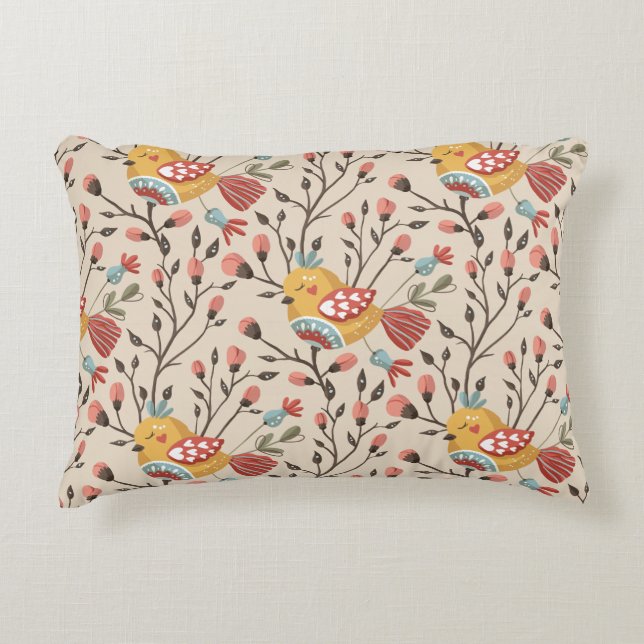 Coussins Décoratifs Motif Boho aux oiseaux mignons (Devant)