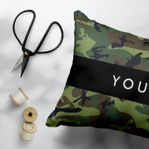 Coussins Décoratifs Motif Camouflage Vert, Votre nom, Personnaliser