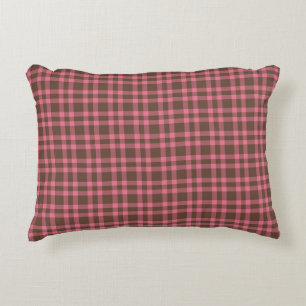 Coussins Décoratifs Motif carreaux rose marron