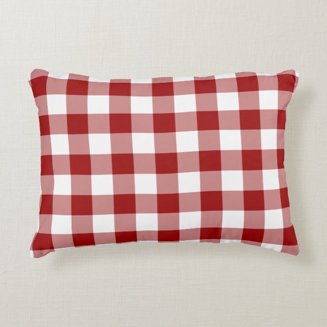 Coussins Décoratifs Motif classique rouge et blanc En vichy (Devant)