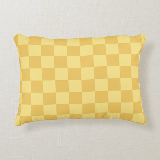 Coussins Décoratifs Motif damier jaune (Devant)