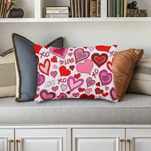 Coussins Décoratifs Motif d'amour de cœurs roses rouges mignons