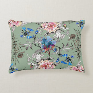 Coussins Décoratifs Motif d'aquarelle Arrière - plan vert.