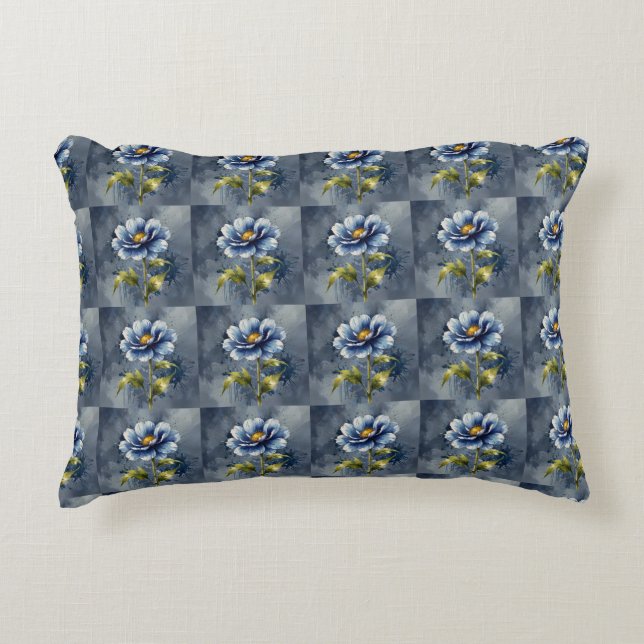 Coussins Décoratifs Motif d'aquarelle de fleurs bleues (Devant)
