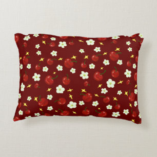 Coussins Décoratifs Motif de cerisier rouge foncé