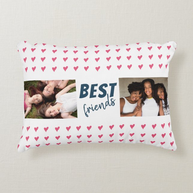Coussins Décoratifs Motif de coeur rose moderne Best Friends 2 Photo (Devant)