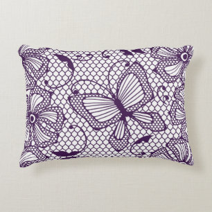 Coussins Décoratifs Motif de dentelle avec des papillons
