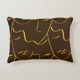 Coussins Décoratifs Motif de faces de dessin d'une ligne
