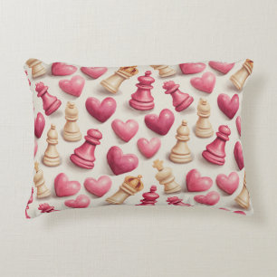 Coussins Décoratifs Motif de la Saint-Valentin Échecs & Cœurs