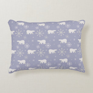 Coussins Décoratifs Motif de Noël avec ours polaires et flocons de nei