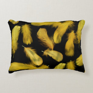 Coussins Décoratifs Motif de plumes jaunes