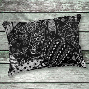 Coussins Décoratifs Motif de poisson noir et blanc Art moderne
