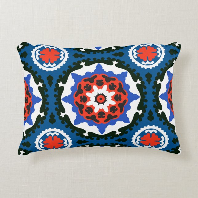 Coussins Décoratifs Motif de Suzani avec l'ornement audacieux (Devant)