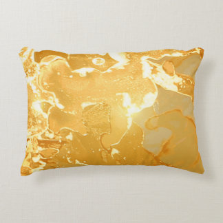 Coussins Décoratifs Motif d'encre de marbre jaune doré