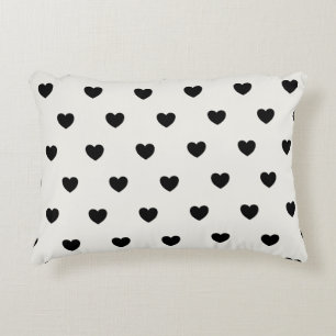 Coussins Décoratifs Motif des Coeurs mignons en noir et blanc