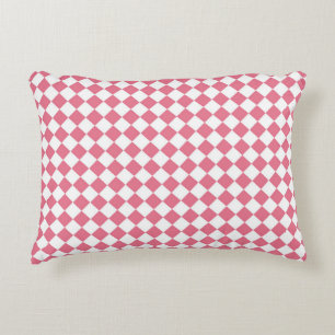 Coussins Décoratifs Motif diamant du Vérificateur blanc rose