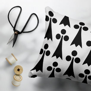 Coussins Décoratifs Motif Ermine, Motif médiéval, noir sur blanc