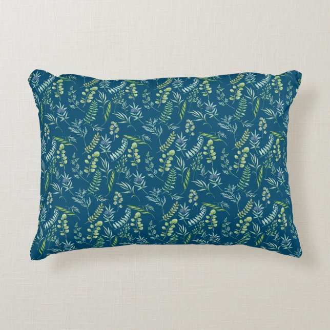 Coussins Décoratifs Motif feuille 11.bw DBlue BG (Devant)
