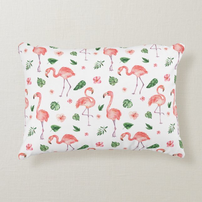 Coussins Décoratifs Motif flamant rose tropical (Devant)