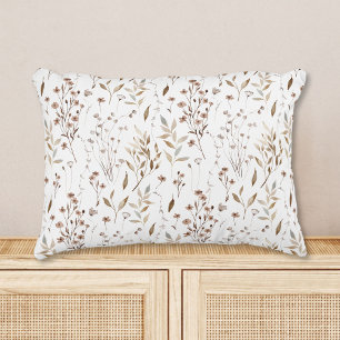 Coussins Décoratifs Motif Fleurs Feuilles Brun Rustique Automne Hiver