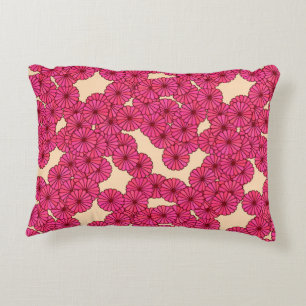 Coussins Décoratifs Motif floral Art Déco - rose profond et pêche