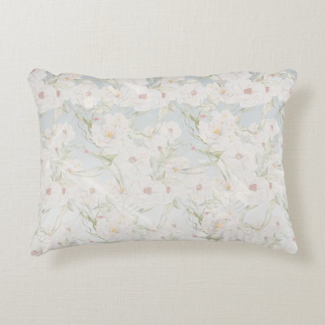 Coussins Décoratifs Motif floral blanc doux (Devant)