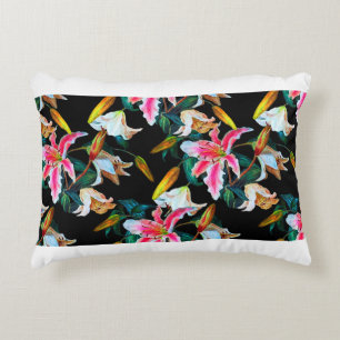 Coussins Décoratifs Motif floral incomparable. Lys blanc et rose sur u