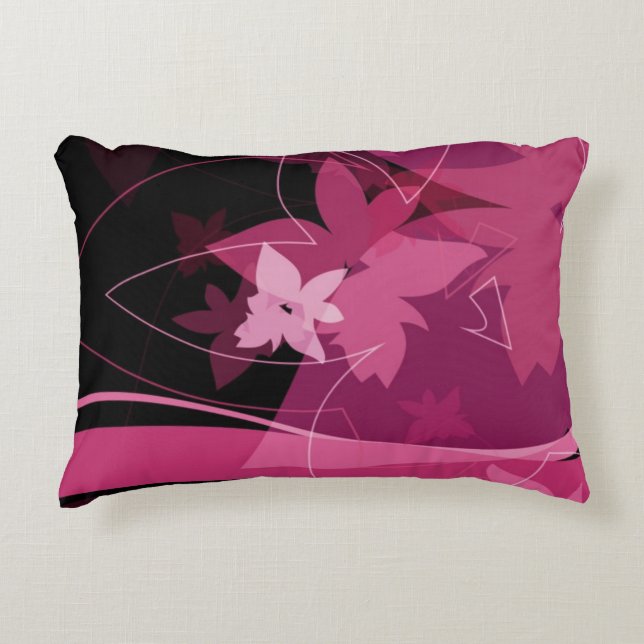 Coussins Décoratifs Motif floral magenta (Devant)