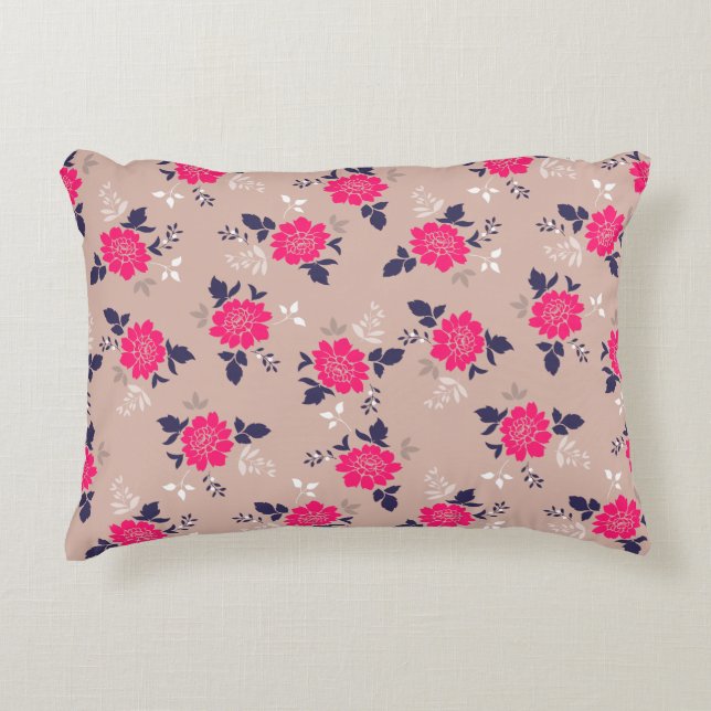 Coussins Décoratifs Motif floral rose fuchsia romantique (Devant)