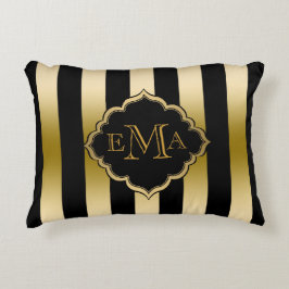 Coussins Décoratifs Motif géométrique Gold & Black Stripes