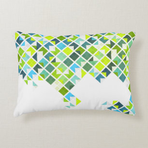 Coussins Décoratifs Motif géométrique vert, bleu, blanc