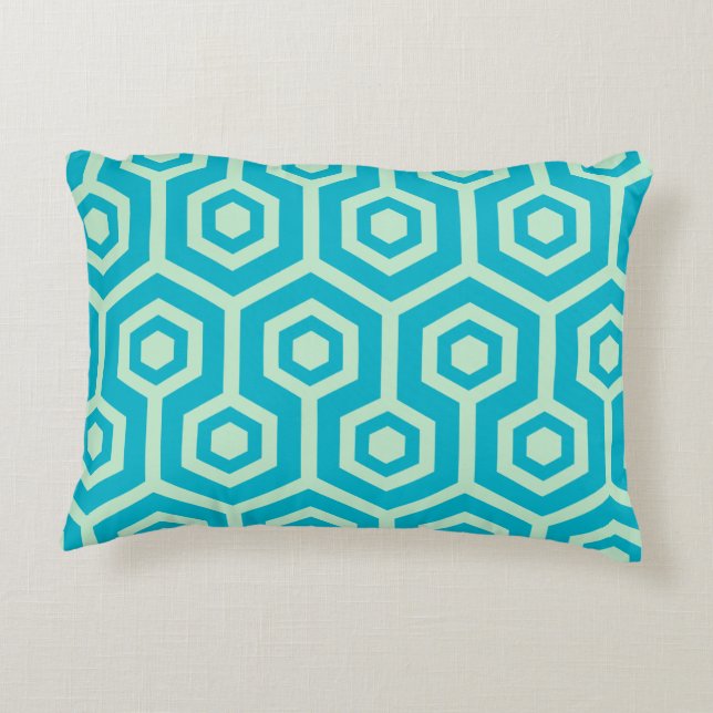 Coussins Décoratifs Motif Géométrique Vert Et Bleu (Dos)