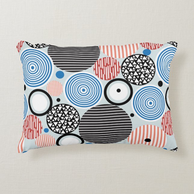 Coussins Décoratifs motif graphique de cercles multicolores différents (Devant)