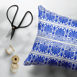 Coussins Décoratifs Motif grec méditerranéen bleu